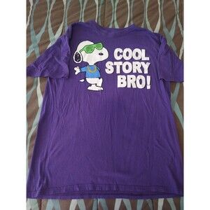 Peanuts Snoopy Cool Story Bro T-Shirt Mens Large Purple Graphic Tee